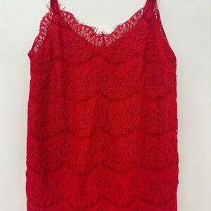 S Monteau Los Angeles Red Lace Cami Tank Top